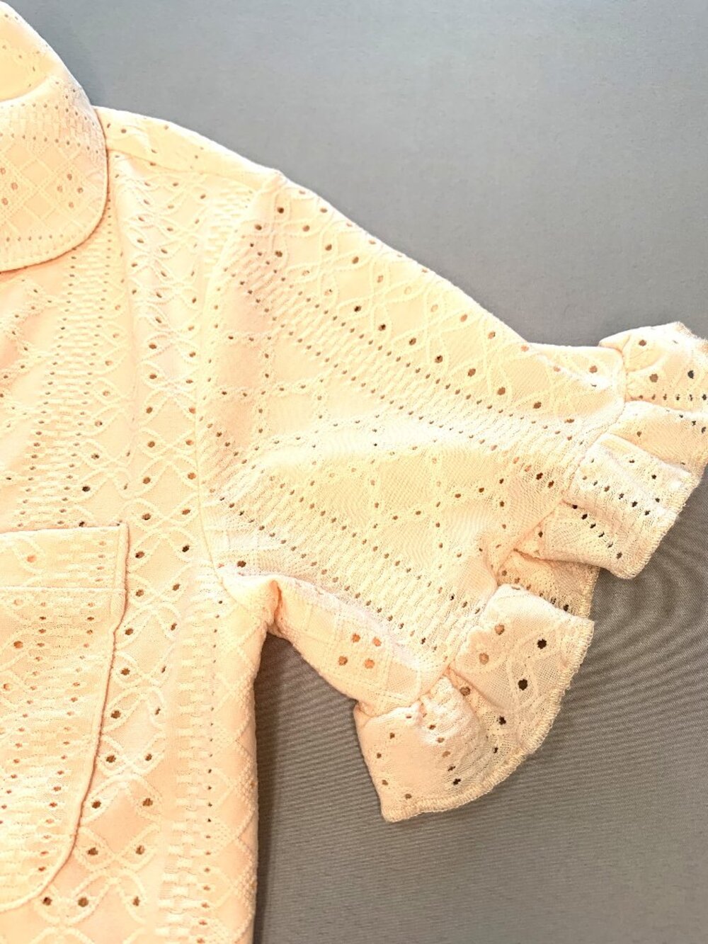 Never Worn Peach Women Pajamas Shorts Sleeves Top/Shorts Ruffles Size S - Picture 9 of 11